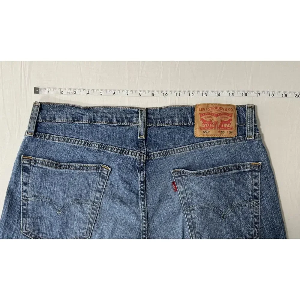 Levi’s 559 Jeans Men’s 33x34 Blue Relaxed Straight Fit Medium Wash Cowboy